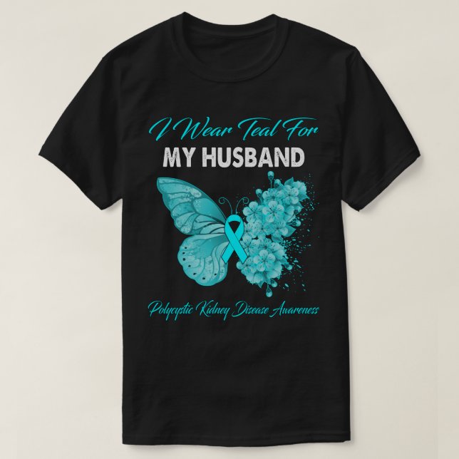 Camiseta Mariposa Que Uso Verde azulado Para Mi Marido Poli (Diseño del anverso)
