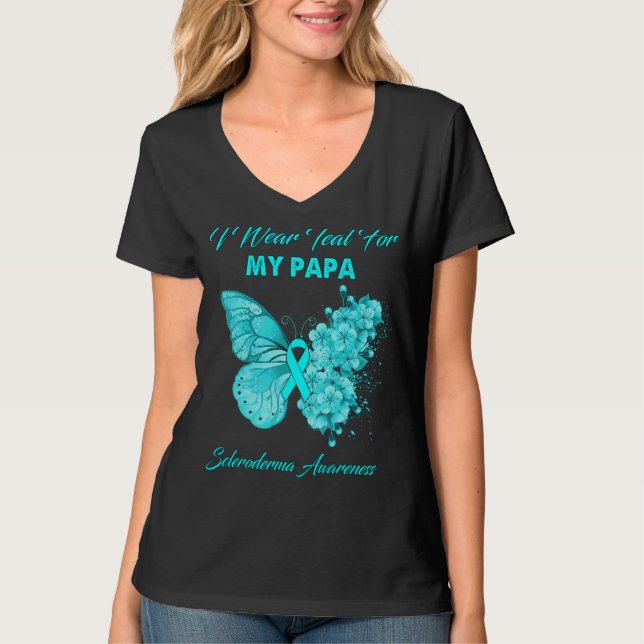 Camiseta Mariposa Que Uso Verde azulado Para Mi Papá Escler (Anverso)