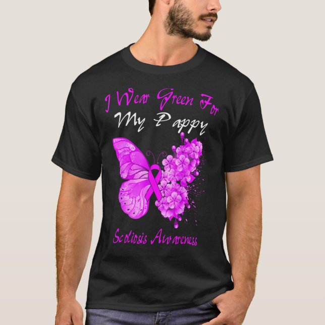 Camiseta Mariposa Que Uso Verde Para Mi Escoliosis Papelera (Anverso)