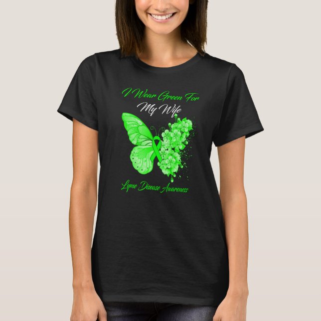 Camiseta Mariposa Que Uso Verde Para Mi Esposa Lyme Enferme (Anverso)