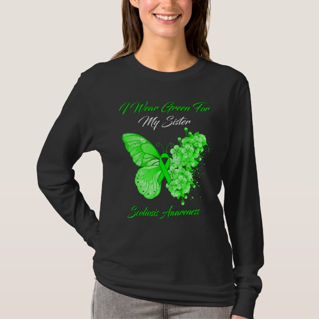 Camiseta Mariposa Que Uso Verde Para Mi Hermana Scoliosis A (Anverso)