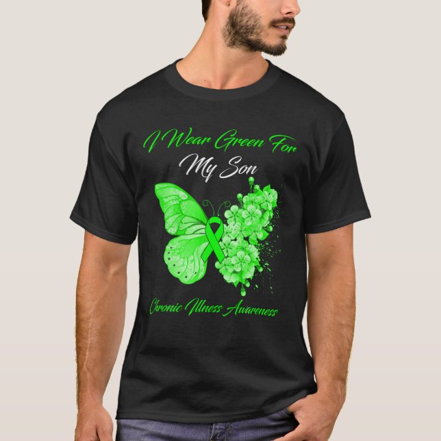 Camiseta Mariposa Que Uso Verde Para Mi Hijo Enfermedad Cró (Anverso)