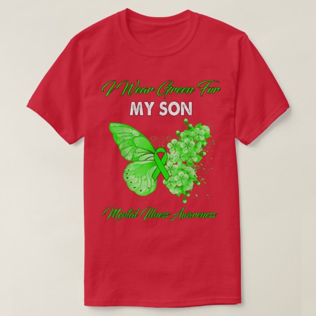 Camiseta Mariposa Que Uso Verde Para Mi Hijo Enfermedad Men (Diseño del anverso)