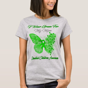 Camiseta Mariposa Que Uso Verde Para Mi Mamá Hija Discapaci