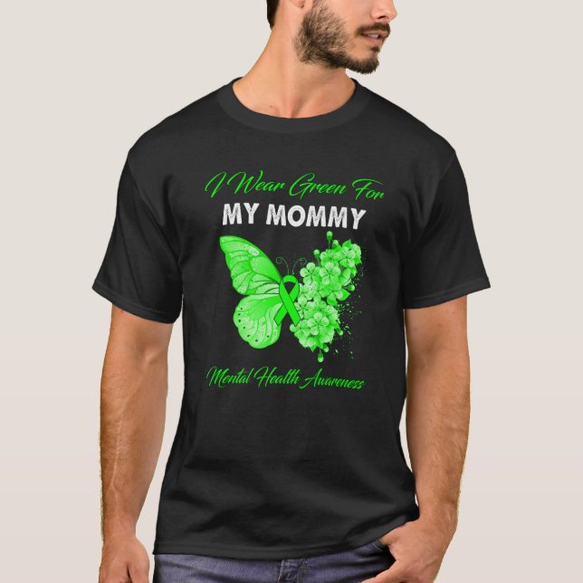 Camiseta Mariposa Que Uso Verde Para Mi Salud Mental Mental (Anverso)