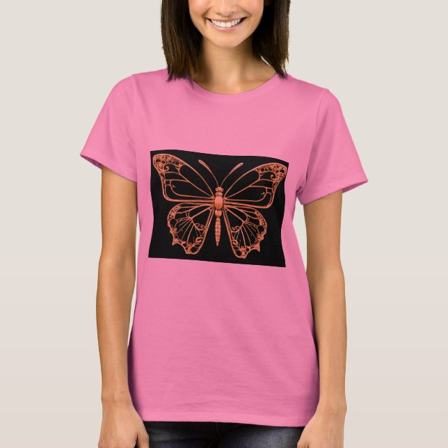 Camiseta Mariposa Relieve metalizado dorado Elegance Camise (Anverso)