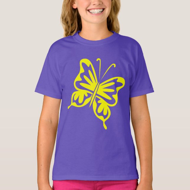 Camiseta Mariposa retro - Amarillo (Anverso)