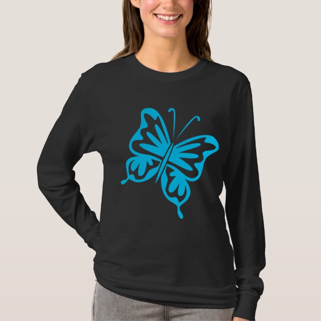 Camiseta Mariposa retro - Azul cielo (Anverso)