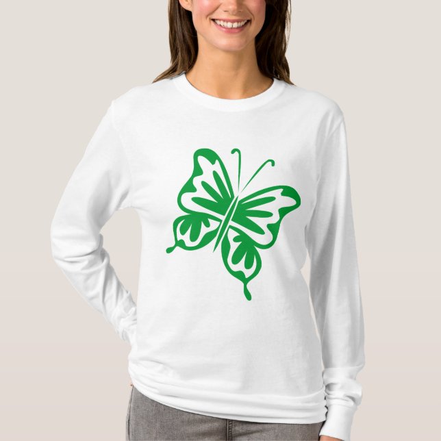 Camiseta Mariposa retro - Verde de hierba (Anverso)