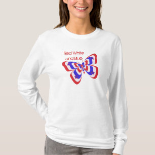 Camiseta Mariposa roja, blanca y azul