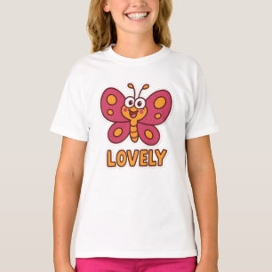 Camiseta Mariposa Rosa Adorable Arte de Insecto de Dibujos 