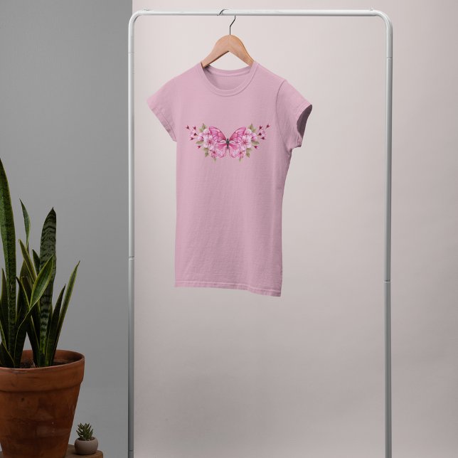 Camiseta Mariposa rosa con Sakura (Subido por el creador)