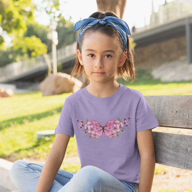 Camiseta Mariposa rosa con Sakura (Subido por el creador)