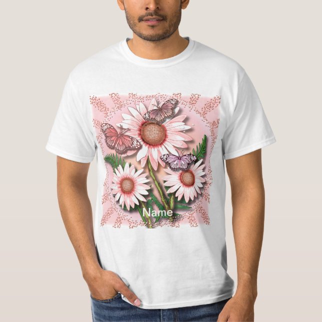 Camiseta Mariposa Rosa Daisies (Anverso)