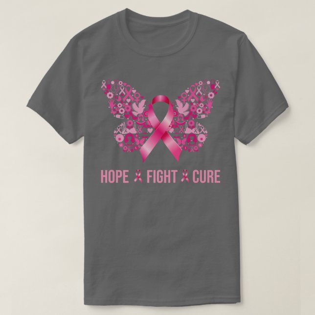Camiseta Mariposa Rosa Esperanza Lucha Contra El Cáncer De  (Diseño del anverso)