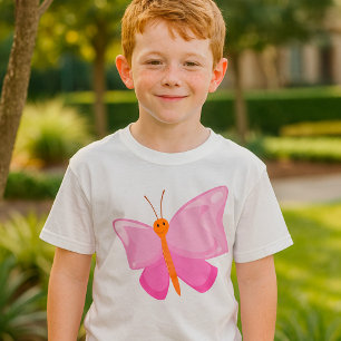 Camiseta Mariposa rosa sonriente