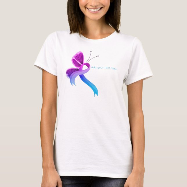 Camiseta Mariposa rosa y azul claro (Anverso)