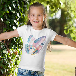 Camiseta Mariposa rosa y azul de color suave