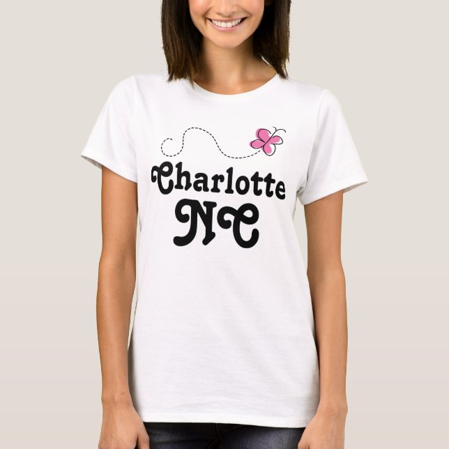 Camiseta Mariposa rosada de Charlotte Carolina del Norte (Anverso)