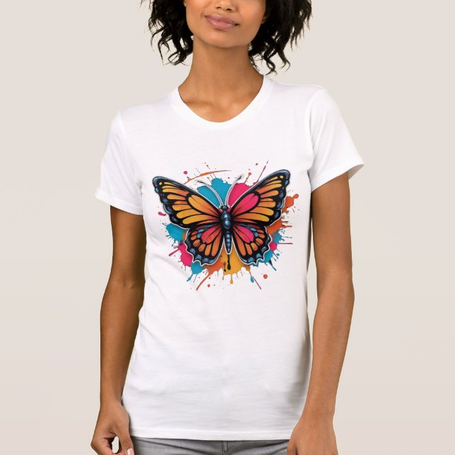 Camiseta mariposa salpicando (Anverso)