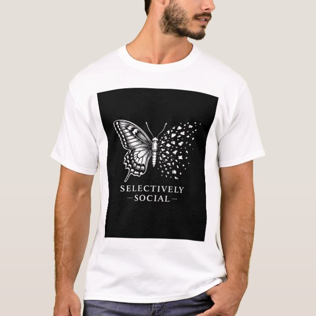 Camiseta Mariposa selectivamente social, sarcástica, humorí (Anverso)