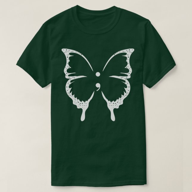 Camiseta Mariposa Semicolón Sensibilización sobre Salud Men (Diseño del anverso)