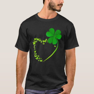 Camiseta Mariposa Shamrock Heart Lucky Clover Shape St Pat
