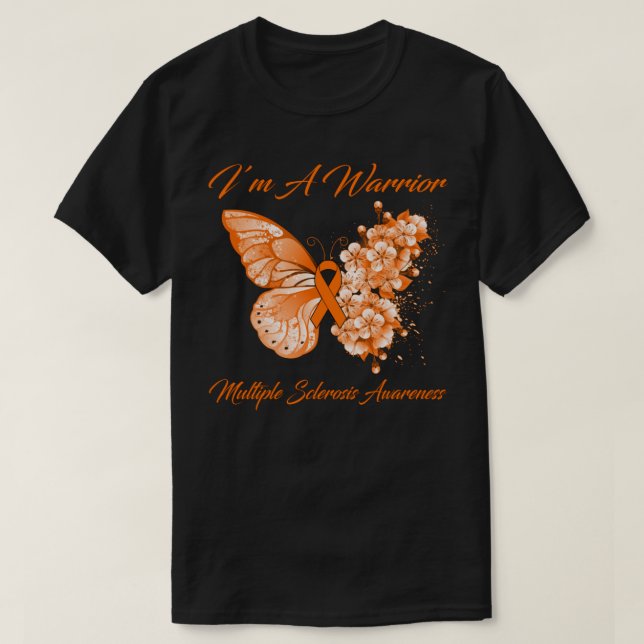 Camiseta Mariposa soy un guerrero con esclerosis múltiple (Diseño del anverso)