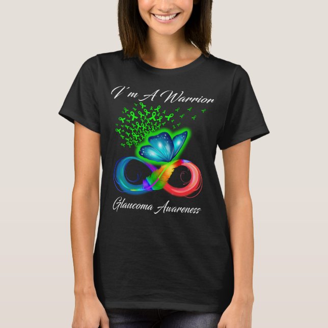 Camiseta Mariposa soy un guerrero consciente del glaucoma (Anverso)
