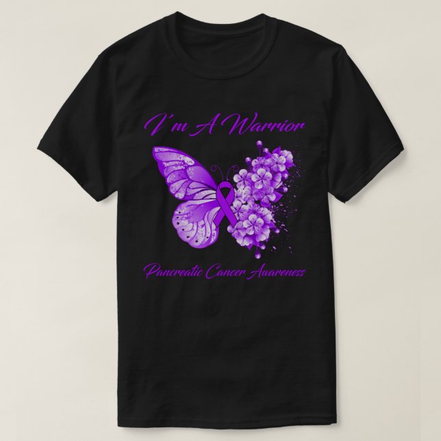 Camiseta Mariposa, soy un guerrero para prevenir el cáncer  (Diseño del anverso)
