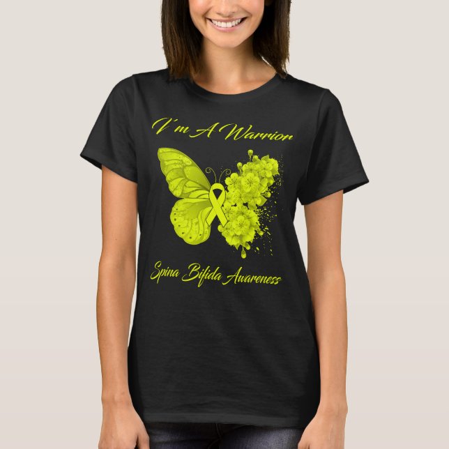 Camiseta Mariposa soy un guerrero Spina Bifida Conciencia (Anverso)