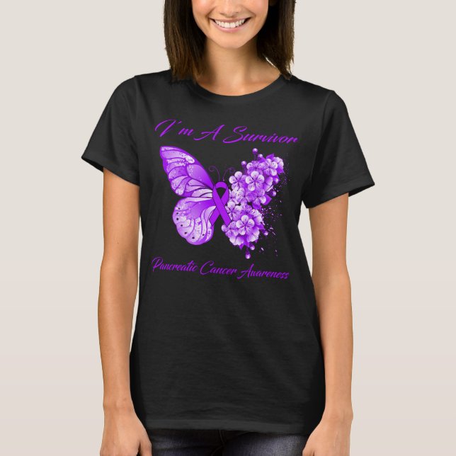Camiseta Mariposa soy un sobreviviente de cáncer de páncrea (Anverso)