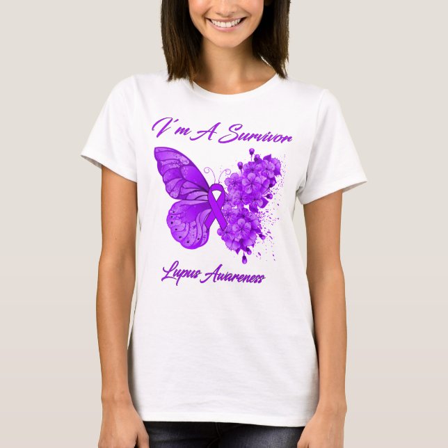 Camiseta Mariposa soy un sobreviviente de conciencia del lu (Anverso)