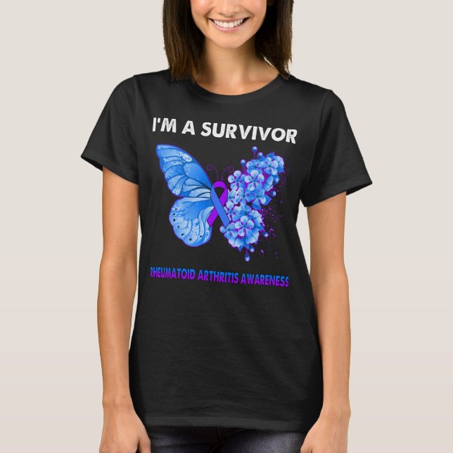 Camiseta Mariposa soy un sobreviviente de la artritis reuma (Anverso)