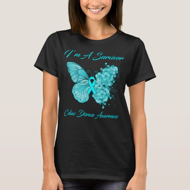 Camiseta Mariposa Soy un sobreviviente de la enfermedad cel (Anverso)