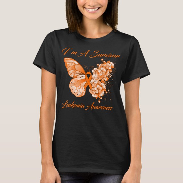 Camiseta Mariposa soy un sobreviviente de leucemia concienc (Anverso)