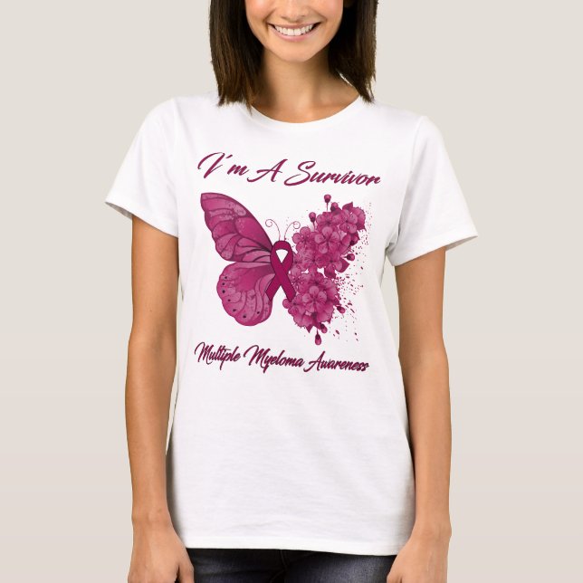 Camiseta Mariposa Soy un sobreviviente de mieloma múltiple (Anverso)
