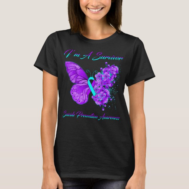 Camiseta Mariposa: Soy una superviviente para prevenir el s (Anverso)