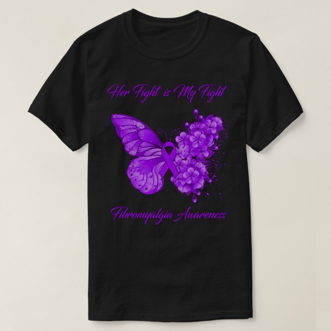 Camiseta Mariposa Su Lucha Es Consciente De Mi Fibromialgia (Diseño del anverso)