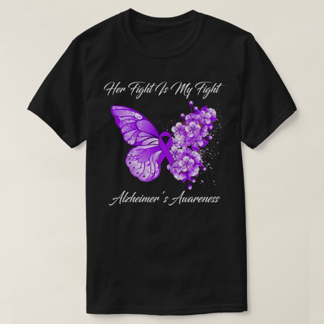 Camiseta Mariposa Su Lucha Es Mi Lucha Alzheimer Awaren (Diseño del anverso)