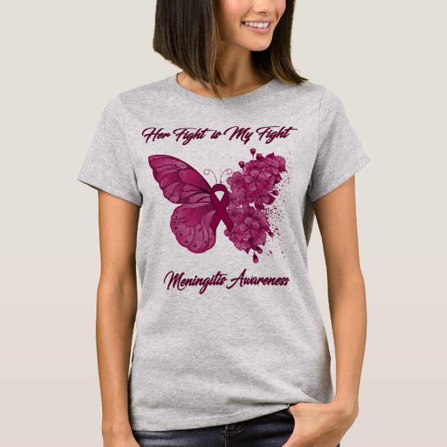 Camiseta Mariposa su lucha es mi meningitis de lucha (Anverso)