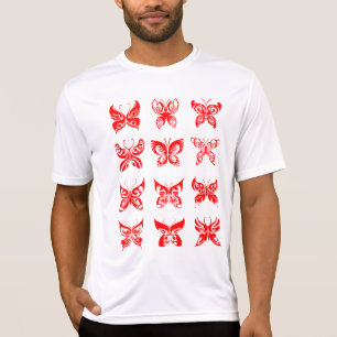 Camiseta Mariposa Tribal Roja Ornamental