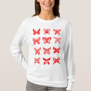 Camiseta Mariposa Tribal Roja Ornamental