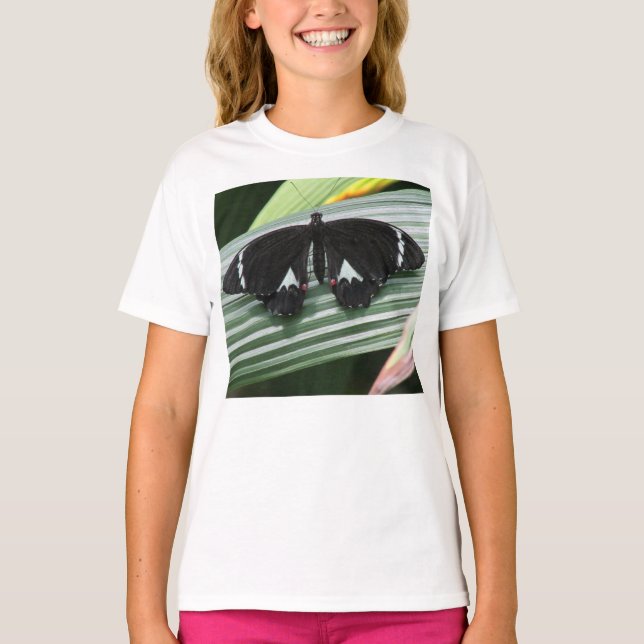Camiseta Mariposa tropical negra y blanca (Anverso)