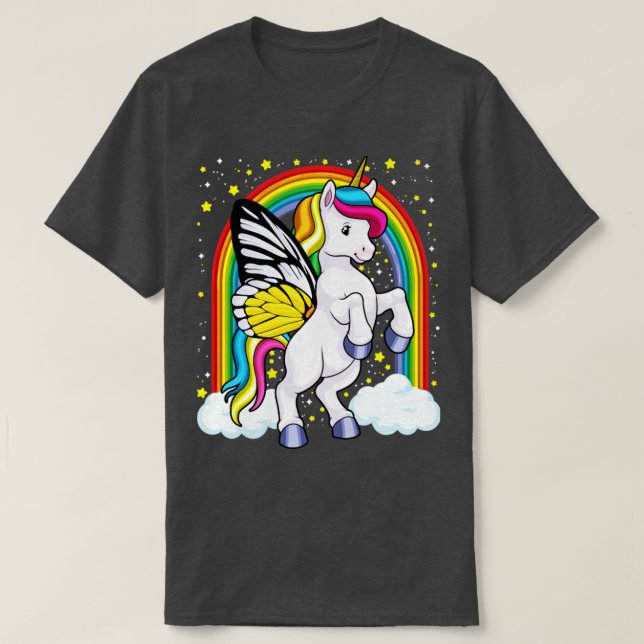 Camiseta Mariposa unicornio Magia Rainbow Fantasy Animal G (Diseño del anverso)