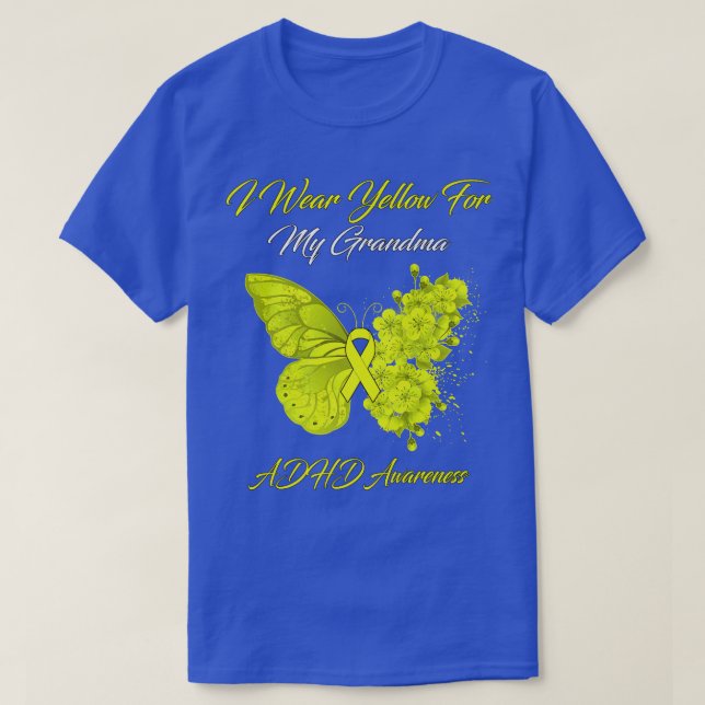 Camiseta Mariposa: Uso Amarillo Para Mi Abuela AdHD Awaran (Diseño del anverso)