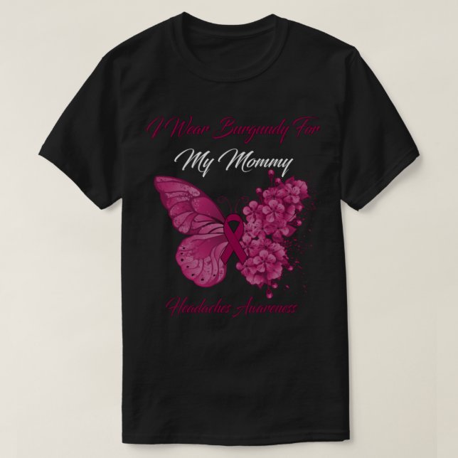 Camiseta Mariposa: Uso Borgoña Para Mis Dolores De Cabeza D (Diseño del anverso)