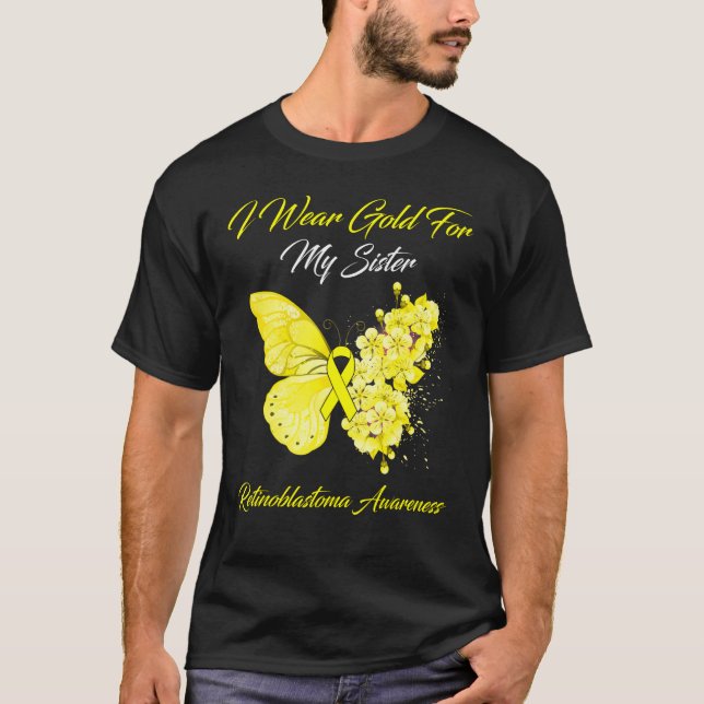 Camiseta Mariposa: Uso Oro Para Mi Hermana Retinoblastoma (Anverso)