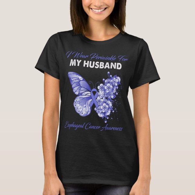 Camiseta Mariposa: Uso Periwinkle Para Mi MARIDO Esophag (Anverso)