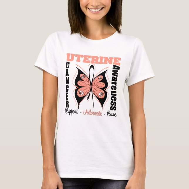 Camiseta Mariposa uterina de la conciencia del cáncer (Anverso)